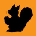 Illstration of the silhouette the character squirrel with a nut Royalty Free Stock Photo