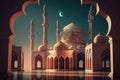 illudtration of amazing architecture design of muslim mosque ramadan concept, Generative AI