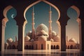 illudtration of amazing architecture design of muslim mosque ramadan concept, Generative AI