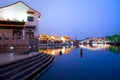 Illumiinated houses and canal at Suzhou Royalty Free Stock Photo