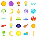 Illuminant icons set, cartoon style Royalty Free Stock Photo