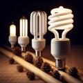 Stunning row of electric bulbs