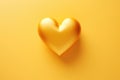 Illuminate your love-themed projects with a vibrant photo featuring a voluminous golden heart on a matching yellow