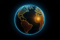 Illuminated abstract planet earth globe. Generative AI
