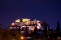 Illuminated Acropolis with Parthenon at night, Greece. Royalty Free Stock Photo