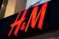 Illuminated advertisement of the Swedish textile retailer H&M