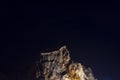 Illuminated Afyonkarahisar castle or Afyon Kalesi at night