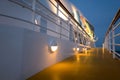 Illuminated AIDA logo at the funnel of cruise ship AIDAsol