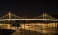 Illuminated Albert bridge at night, London, UK Royalty Free Stock Photo