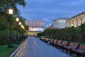 Illuminated Alley in Morning Twilight - Alexander Garden Royalty Free Stock Photo