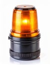Illuminated Amber Warning Beacon on White Background Safety Equipment Device Royalty Free Stock Photo