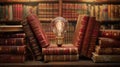 The illuminated antique books..AI generated image Royalty Free Stock Photo