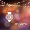 Illuminated arabic lamp with lights, Ramadan background