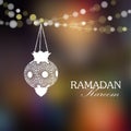 Illuminated arabic lantern, Ramadan card Royalty Free Stock Photo