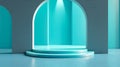 Illuminated Archway in 3D Rendering Podium