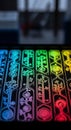 Illuminated array of diverse and vibrant microfluidic device designs Royalty Free Stock Photo