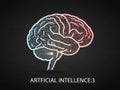 Illuminated artificial intelligence brain Royalty Free Stock Photo