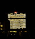 Illuminated Bahntower at Potsdamer Platz Royalty Free Stock Photo