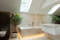 Illuminated bathroom in new house Royalty Free Stock Photo