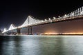 The illuminated Bay Bridge connecting San Francisco and Oakland Royalty Free Stock Photo