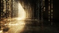 Illuminated Binary Code Stream Surrounded by Focused Light Rays in Dark Environment Royalty Free Stock Photo