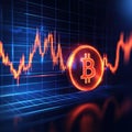 Illuminated bitcoin against a dark background symbolizing cryptocurrency market analysis and trends