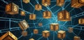 Illuminated Bitcoin Cube on Network AI Generative