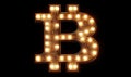 Illuminated Bitcoin Symbol with Circuit Board Design and Neon Lights, Representing Cryptocurrency and Digital Finance