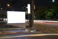 Illuminated blank billboard with copy space for your text message or content, advertising mock up banner Royalty Free Stock Photo
