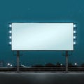 Illuminated Blank Billboard at Night .