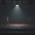 Illuminated Boxing Ring for a Dynamic Fight Night. Generative AI. Royalty Free Stock Photo