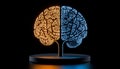 Illuminated Brain Concept, Left and Right Hemispheres, Creative and Logical Mind, Digital Art Royalty Free Stock Photo