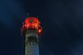 Illuminated Brick Tower Of Thermal Station At Night Royalty Free Stock Photo