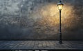 Illuminated brick wall scene with an old-fashioned street light created using 3D rendering Royalty Free Stock Photo