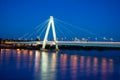 Illuminated bridge accross the river Rhein in Cologne Royalty Free Stock Photo