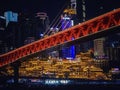 Illuminated bridge Downtown Chongqing at night