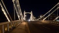 Illuminated Bridge in London Albert Bridge - LONDON, ENGLAND - DECEMBER 10, 2019