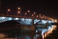 Illuminated bridge over Vistula River Royalty Free Stock Photo