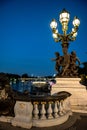 Illuminated Bridge Pont Alexandre III Over River Seine With Tour Boats In The Night In Paris Royalty Free Stock Photo