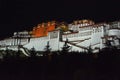 Illuminated buddhist Potala Palace at night in Lhasa, Tibet Royalty Free Stock Photo