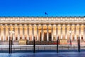 building of courthouse Cour de Appel in Lyon, France. Photo taken at blue hour in twilight Royalty Free Stock Photo