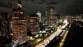 Illuminated Buildings At Night City In Sao Paulo Brazil. Royalty Free Stock Photo