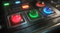 Illuminated buttons control panel interface technology ui ux design element red green blue lights system Royalty Free Stock Photo