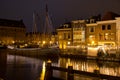 Illuminated canals in Holland