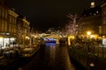 Illuminated canals in Holland