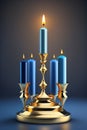 An illuminated candle stand with five burning candles for hanukkah celebration Generative AI