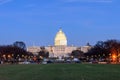 Illuminated Capitol Building at Night in Washington DC, USA. The Congress of the United States of America Royalty Free Stock Photo