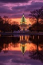 illuminated capitol building during twilight hours