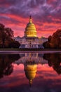 illuminated capitol building during twilight hours