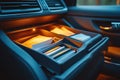 Illuminated Car Center Console with Documents Royalty Free Stock Photo
